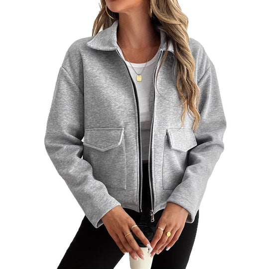 Damen lässige Zip-Jacke mit praktischen Taschen Heidi-Mode