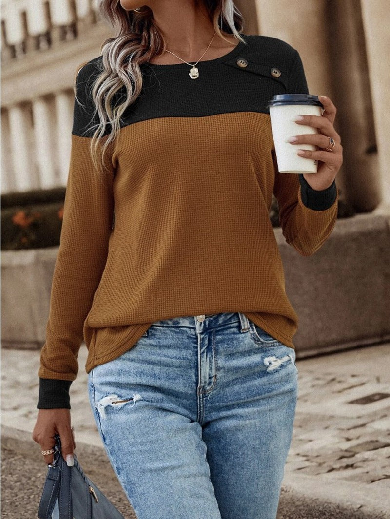 Damen Pullover mit strukturiertem Design und Button-Details Heidi-Mode