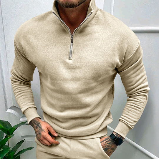 Herren Sweatshirt mit Stehkragen und Reißverschluss Heidi-Mode