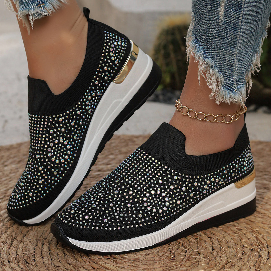 Damen Glitzernde Slip-On Sneakers mit bequemer und dämpfender Sohle Heidi-Mode