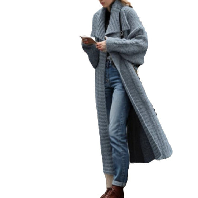 Damen Großer Strickmantel mit voluminösen Ärmeln und modernem Schnitt Heidi-Mode