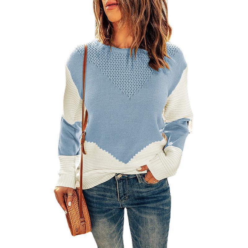 Damen modischer Strickpullover mit modernen Farbkombinationen und strukturierter Optik Heidi-Mode
