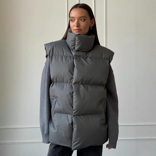 Damen Steppweste mit hohem Kragen und Taschen Heidi-Mode