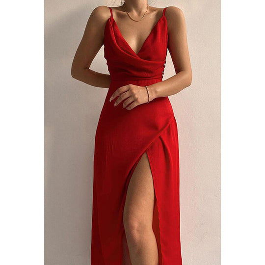 Damen Elegantes Maxikleid mit schickem Wickelausschnitt und verführerischem Schlitz Heidi-Mode