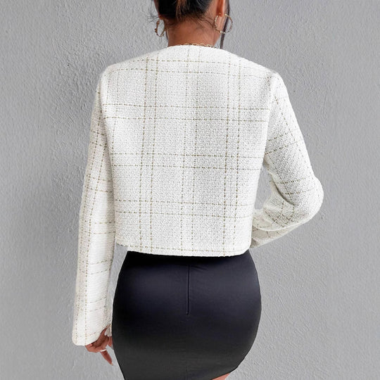 Damen modische tweed Jacke mit goldenen Akzenten Heidi-Mode