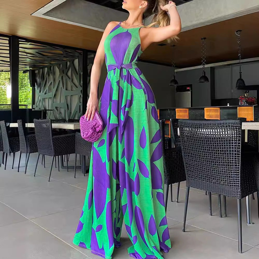 Damen Jumpsuit mit floralem Design und weitem Bein Heidi-Mode