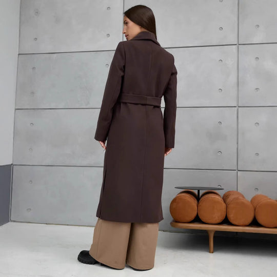 Damen Eleganter Wollmantel im doppelreihigen Design Heidi-Mode