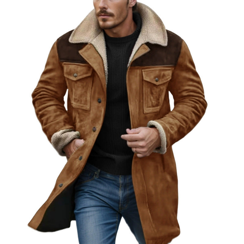 Herren Lammfelljacke im lässigen Utility-Stil mit großzügigen Taschen Heidi-Mode