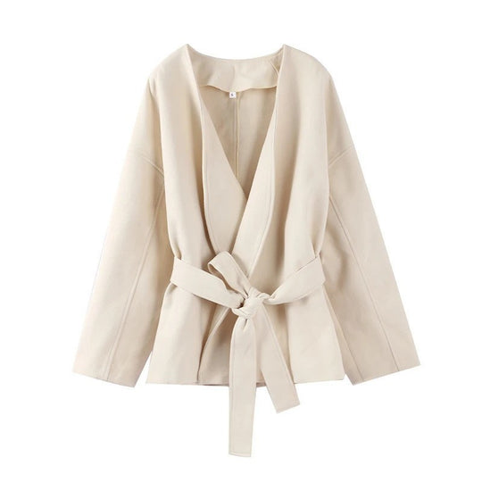 Damen modischer Oversized-Mantel mit innovativem Wickeldesign Heidi-Mode