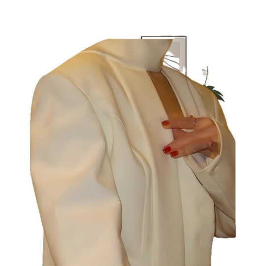 Damen Blazer-Kleid mit tiefem V-Ausschnitt und eleganten langen Ärmeln Heidi-Mode