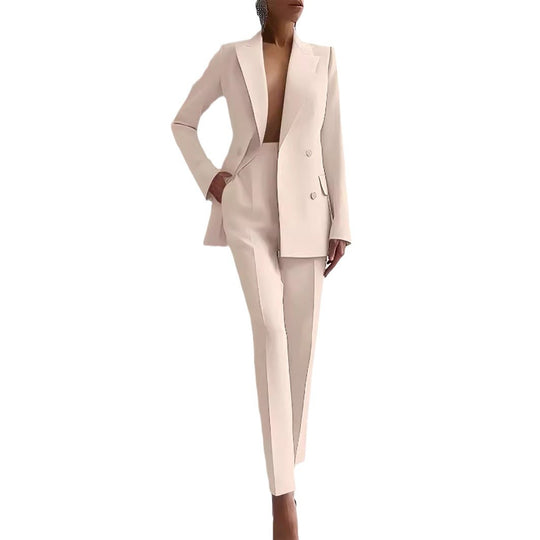 Damen elegantes Zweiteiler-Anzug-Set mit tailliertem Blazer und schmalen Hosen Heidi-Mode