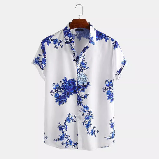 Herren Kurzarmhemd mit elegantem floralem Druck und hochwertigem Material Heidi-Mode