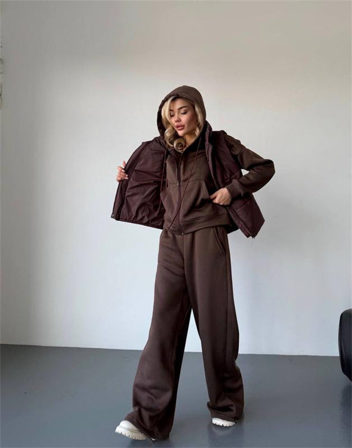 Damen Sportliche Loungewear-Jacke und weite Hose mit elastischem Bund Heidi-Mode