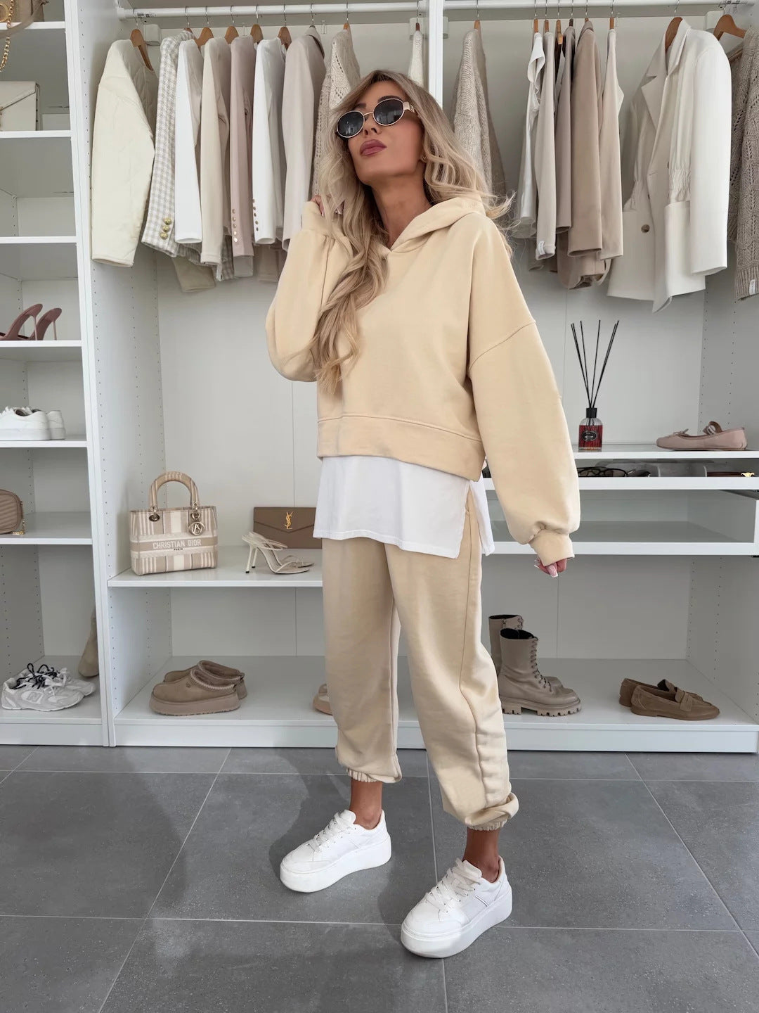 Damen Lässiges cropped Hoodie und entspannende Jogginghose Set Heidi-Mode