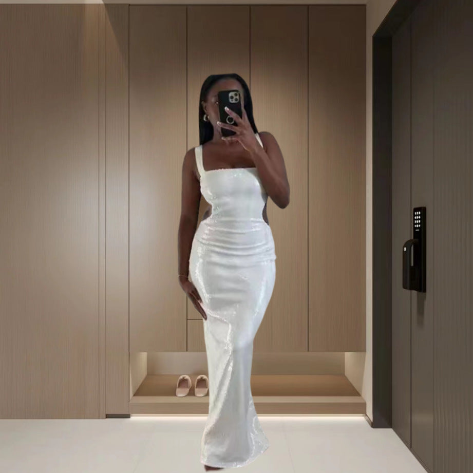 Damen Glamouröses Abendkleid mit schimmernder Paillettenverzierung Heidi-Mode