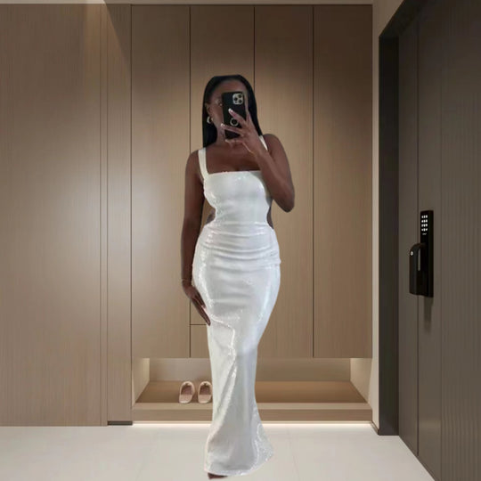 Damen Glamouröses Abendkleid mit schimmernder Paillettenverzierung Heidi-Mode