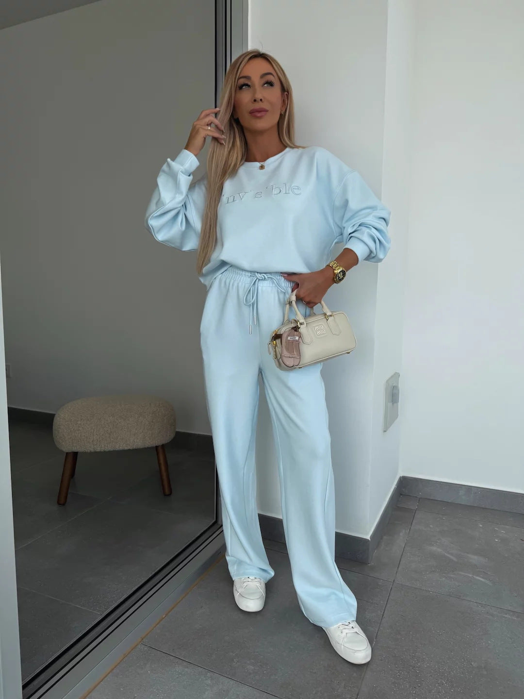 Damen lässiges Freizeit-Set mit oversized Sweatshirt und Jogginghose Heidi-Mode