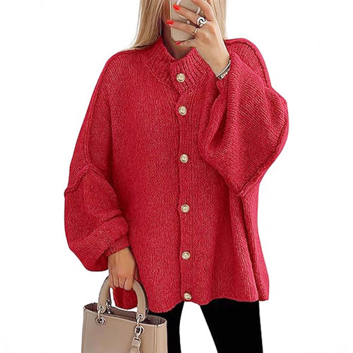 Damen oversized Strickjacke mit Knopfverschluss Heidi-Mode