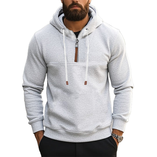 Herren Kapuzensweater mit halbem Reißverschluss und modernem Schnitt Heidi-Mode