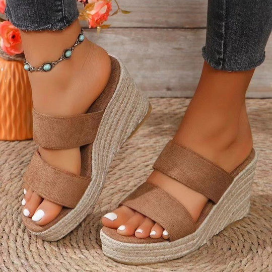 Damen Wedge Sandalen mit breiten Riemen und rutschfester Sohle Heidi-Mode