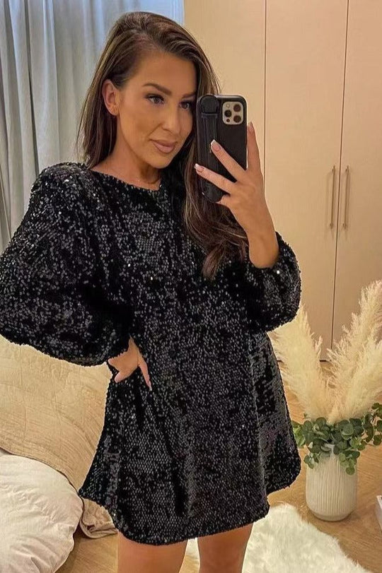Heidi-Mode | Langarm Loser Paillettenkleid