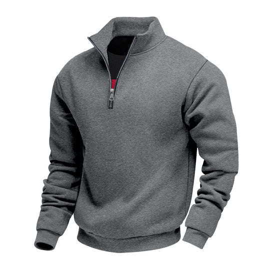 Herren sportlicher Sweatshirt mit modernem Stehkragen und Reißverschluss Heidi-Mode