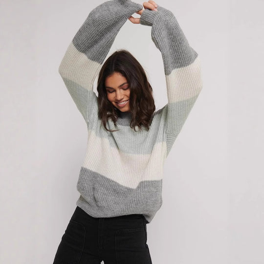 Damen gemütlicher Strickpullover mit modernem Muster und lässigem Schnitt Heidi-Mode