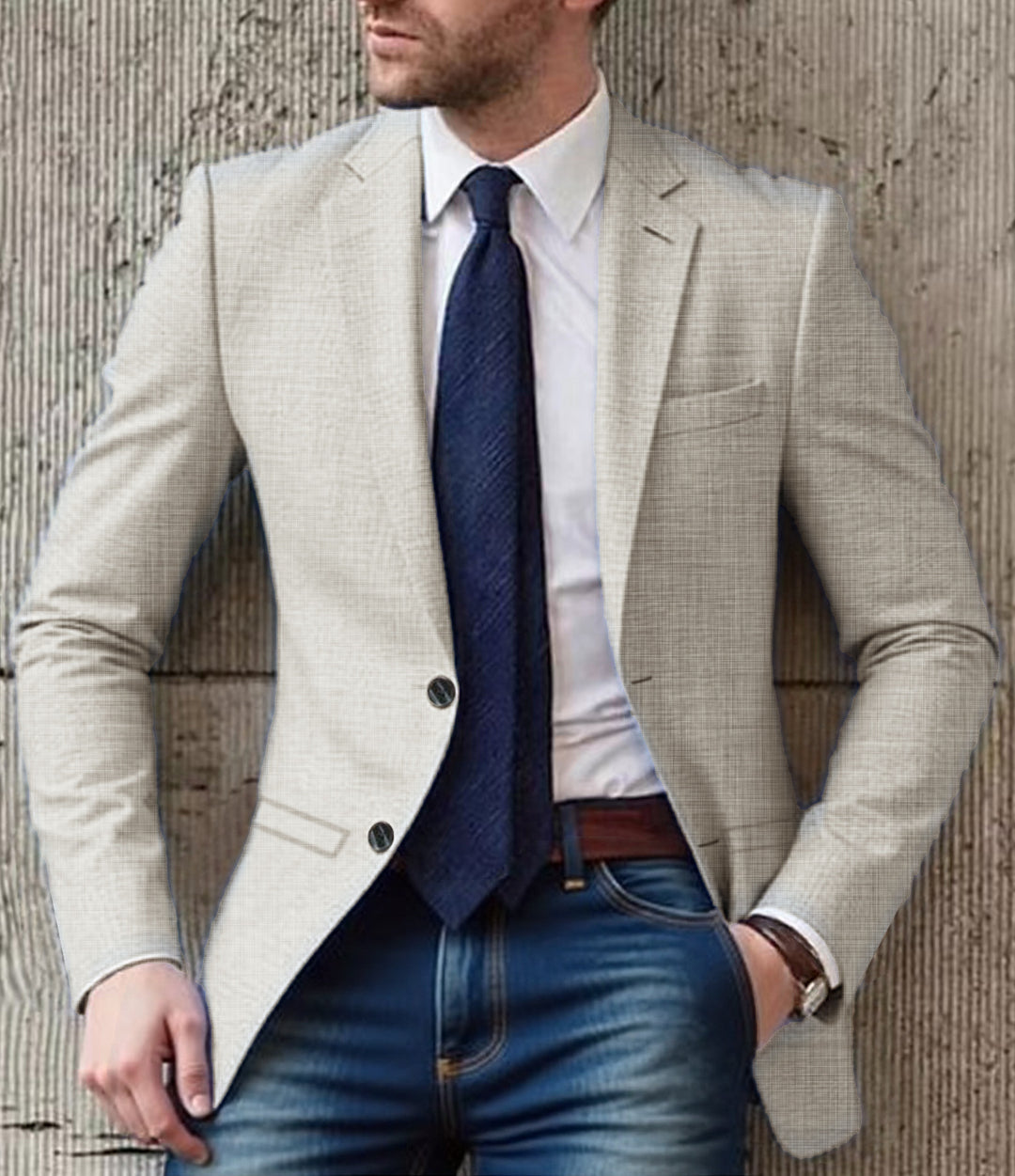 Herren eleganter und strukturierter Blazer mit modischen Details Heidi-Mode