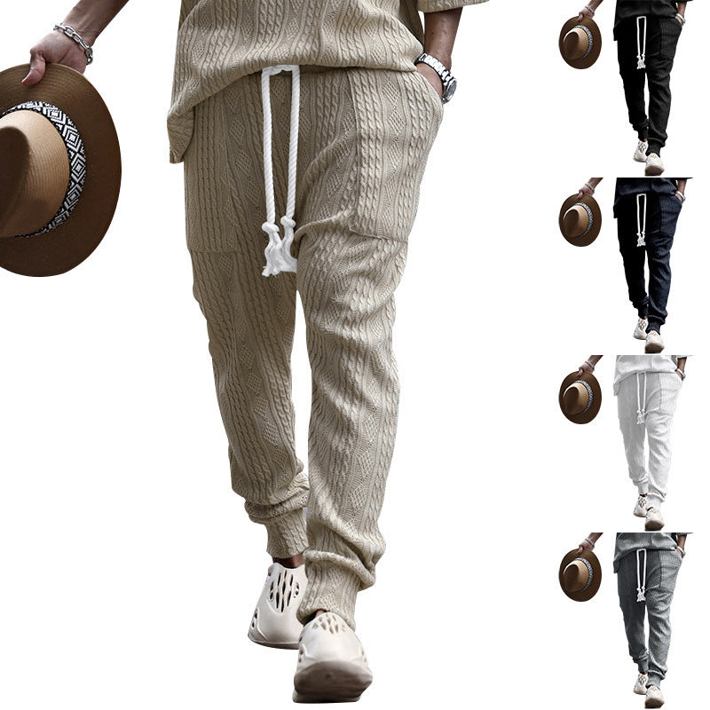 Herren gestricktes Freizeit-set mit elastischem Bund und lässigem Design Heidi-Mode