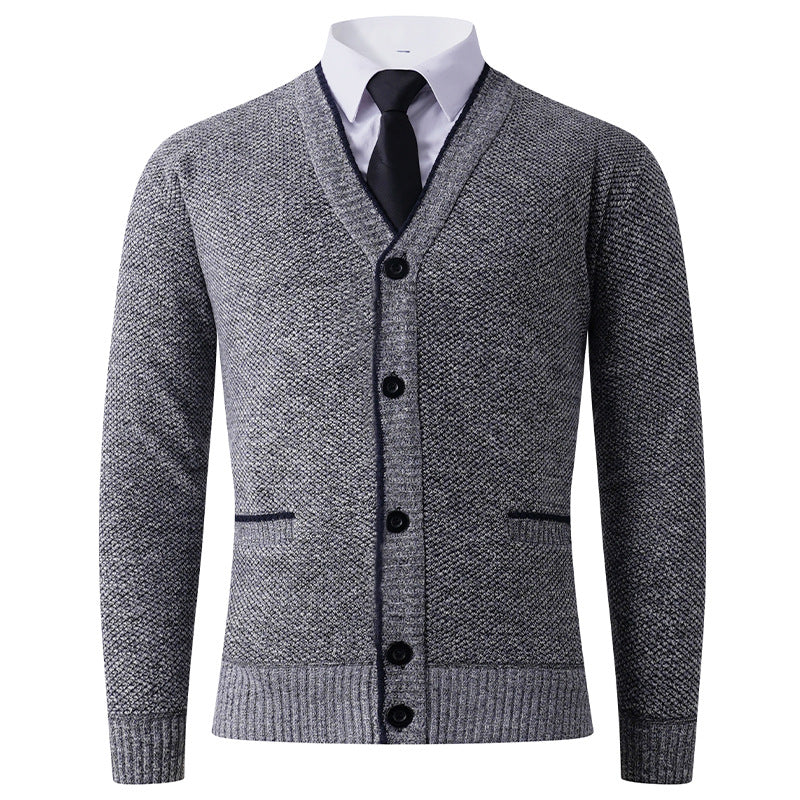 Herren Strickjacke mit V-Ausschnitt und klassischem Design Heidi-Mode
