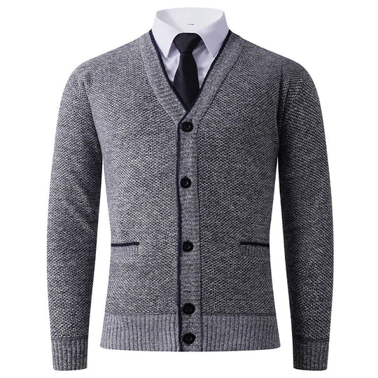 Herren Strickjacke mit V-Ausschnitt und klassischem Design Heidi-Mode