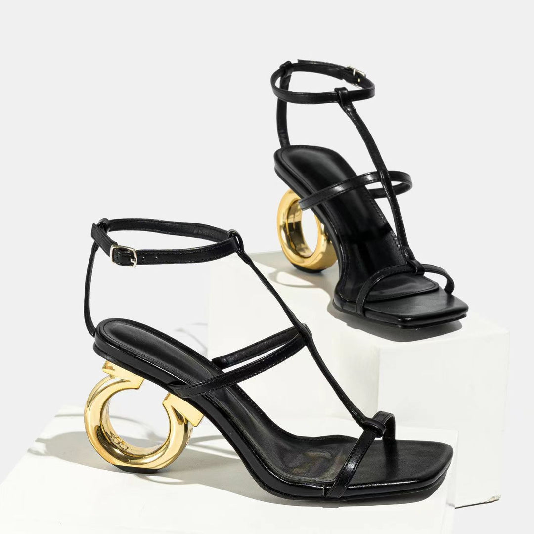 Damen Sandalen mit modischem Ring-Detail und elegantem Riemendesign Heidi-Mode