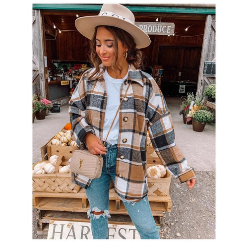 Damen Kariertes Flanellhemd Heidi-Mode