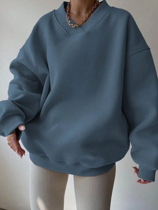 Damen oversized V-Ausschnitt Pullover Heidi-Mode