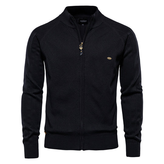 Herren Strickjacke mit elegantem Zipper und modischem Diamond-Muster Heidi-Mode