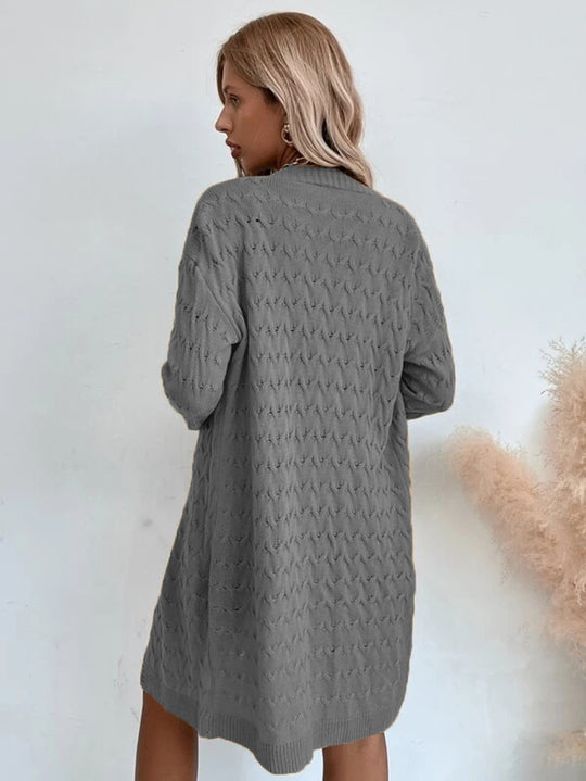 Damen Großer Strickmantel mit strukturiertem Muster und lässigem Schnitt Heidi-Mode