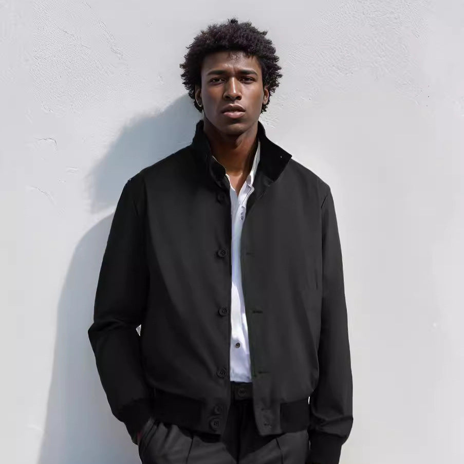 Herren stylische und praktische Bomberjacke mit elastischem Bund und Knopfleiste Heidi-Mode