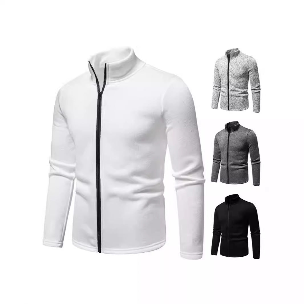 Herren Fleecejacke mit hochschließendem Kragen und durchgehendem Reißverschluss Heidi-Mode