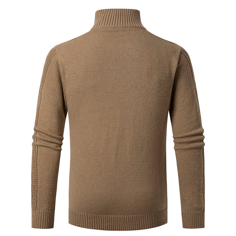 Herren Strickpullover mit hohem Kragen und Zopfmuster Heidi-Mode
