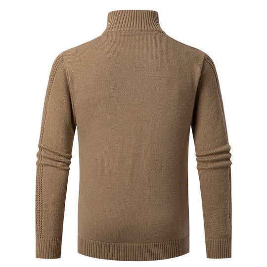 Herren Strickpullover mit hohem Kragen und Zopfmuster Heidi-Mode