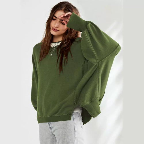 Damen Oversized Sweatshirt im entspannten Stil mit auffälligen Puffärmeln Heidi-Mode