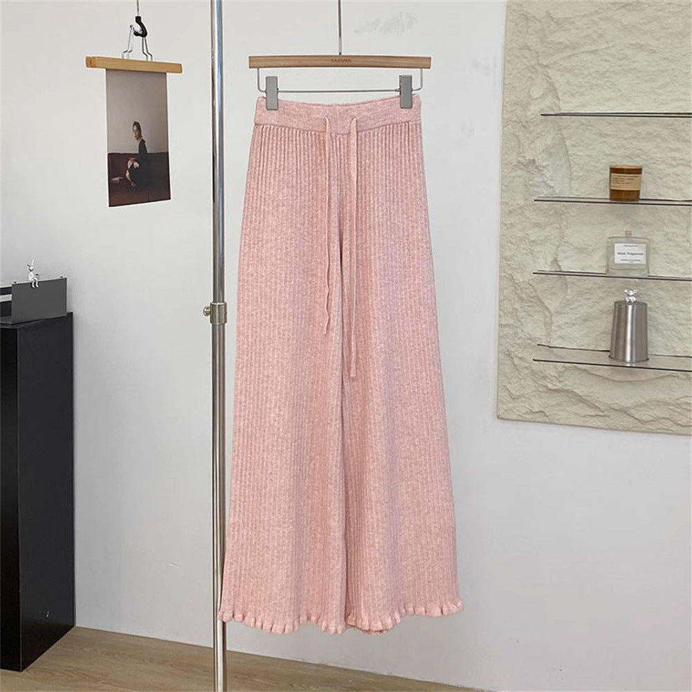 Damen Fließende Strickhose mit weichem Material und elegantem Saum Heidi-Mode