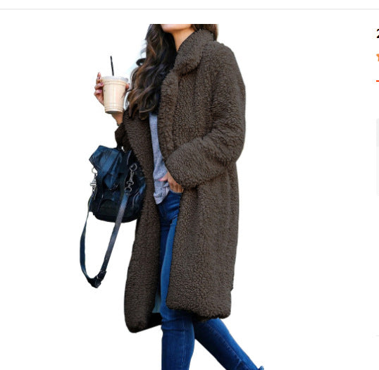 Damen Kuscheliger Teddy-Mantel mit großzügigem Schnitt und zwei praktischen Taschen Heidi-Mode