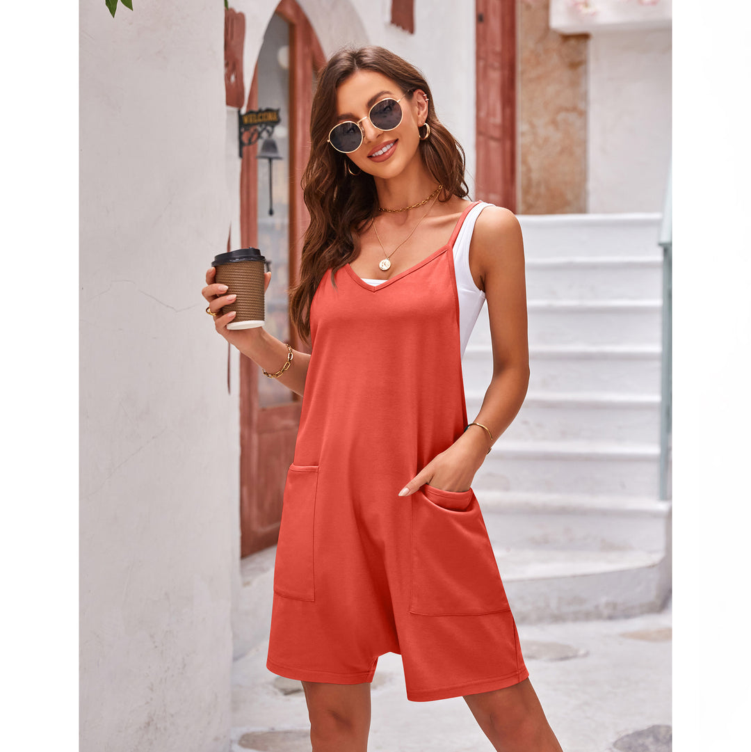 Damen sportlicher Jumpsuit mit praktischen Taschen und weitem Schnitt Heidi-Mode