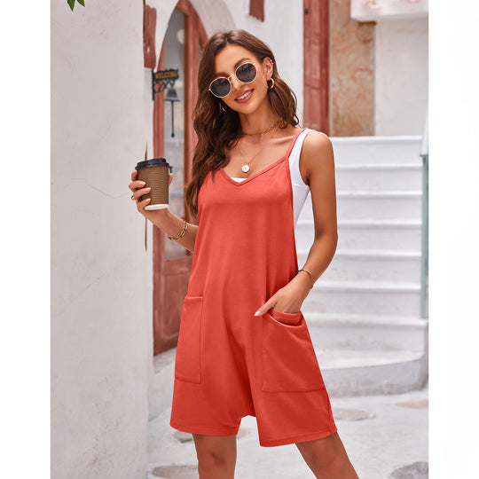 Damen sportlicher Jumpsuit mit praktischen Taschen und weitem Schnitt Heidi-Mode