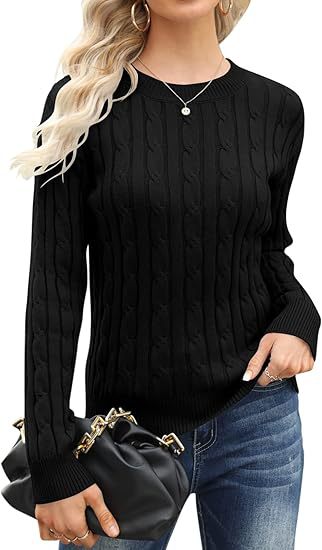 Damen klassischer Strickpullover mit Zopfdesign Heidi-Mode