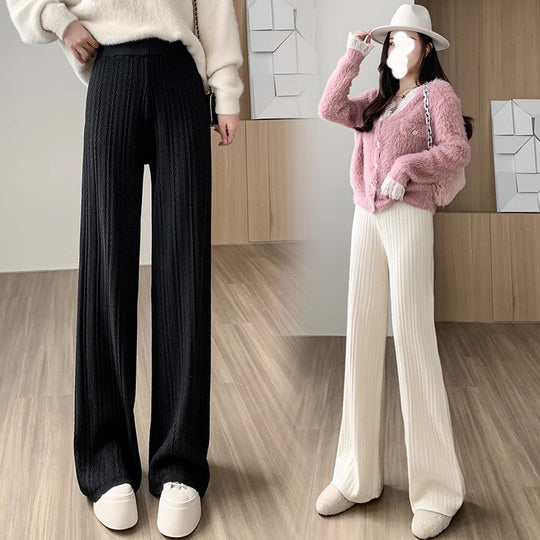 Damen Weiche Strickhose mit Zopfmuster Heidi-Mode