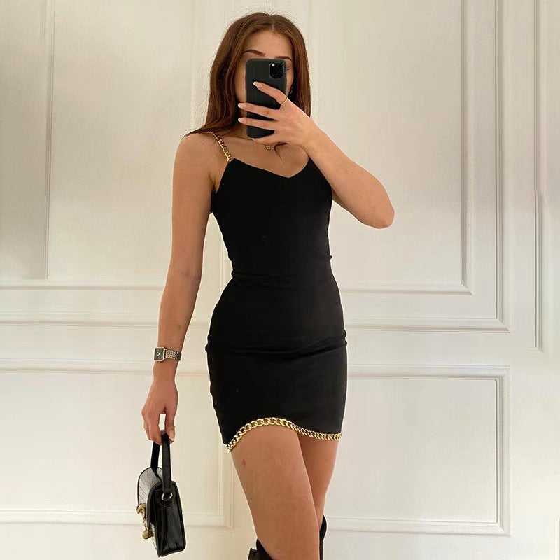 Damen Mini-Kleid mit Goldkette Heidi-Mode