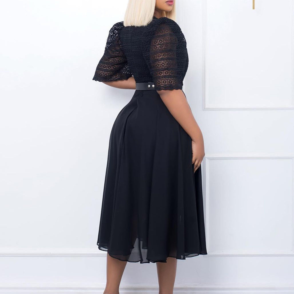 Heidi-Mode | Damen Country Chic Antik Stil Kleid mit Bundgürtel