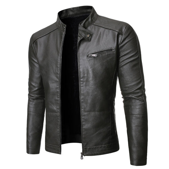 Herren elegante Motorradjacke mit modernem Stehkragen Heidi-Mode